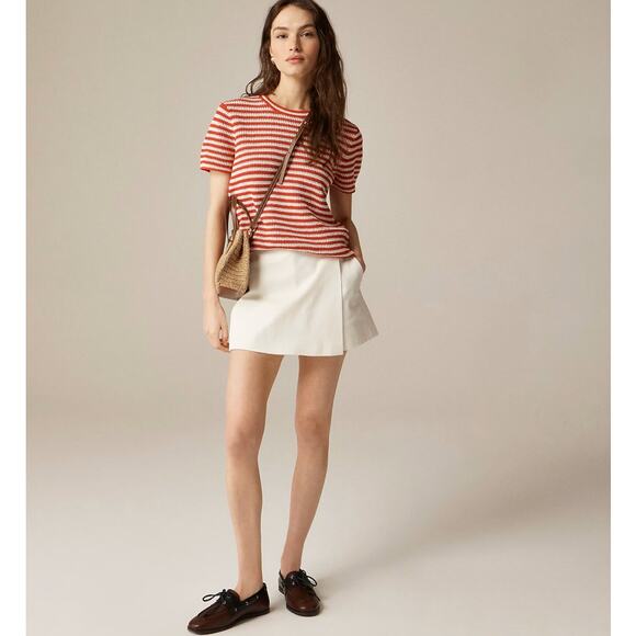 J.Crew Wrap-front Skort Womens 8 Ivory Bi-stretch Cotton Blend Side Zip Pockets - Picture 1 of 10